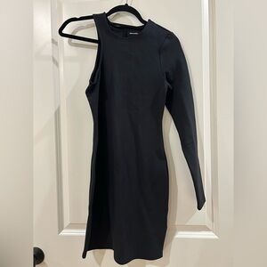 Abercrombie & Fitch Asymmetrical One-Shoulder Ponte Dress. Black XS.